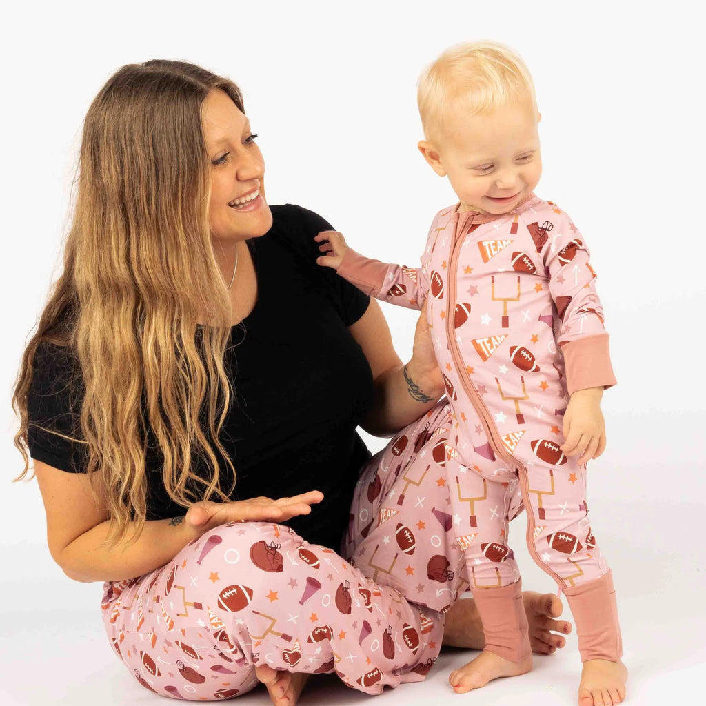 Game Day Rose Football Bamboo Convertible Baby Pajamas