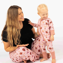 Load image into Gallery viewer, Game Day Rose Football Bamboo Convertible Baby Pajamas