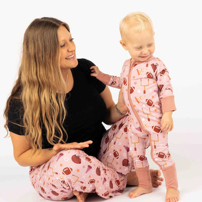 Game Day Rose Football Bamboo Convertible Baby Pajamas