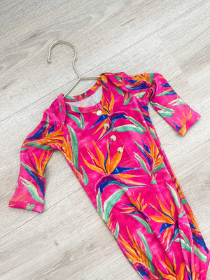 Florida Bird of Paradise Newborn Knotted Gown