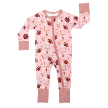 Load image into Gallery viewer, Game Day Rose Football Bamboo Convertible Baby Pajamas