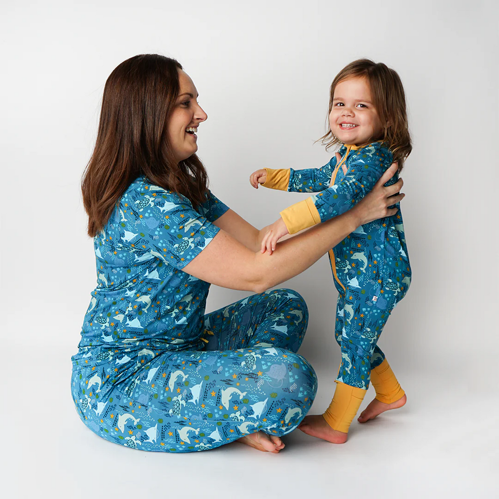 Ocean Friends Bamboo Pajama Convertible Footie Romper