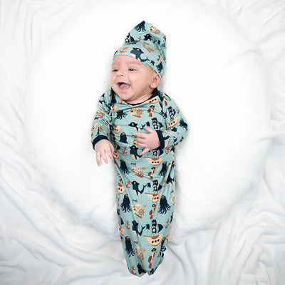 Pirate's Life Bamboo Gown & Hat Newborn Set