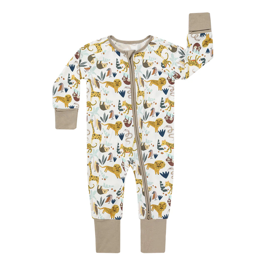 Jungle Friends Bamboo Pajama Convertible Footie Romper