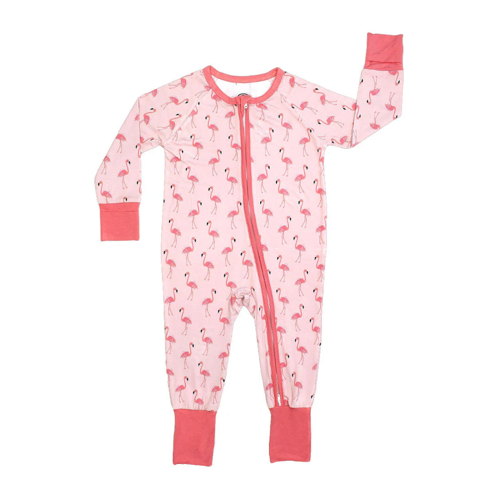 Fancy Flamingos Bamboo Convertible Baby Pajamas