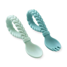 Load image into Gallery viewer, Sweetie Spoons Silicone Baby Fork &amp; Spoon Set (Multiple Colors Available)