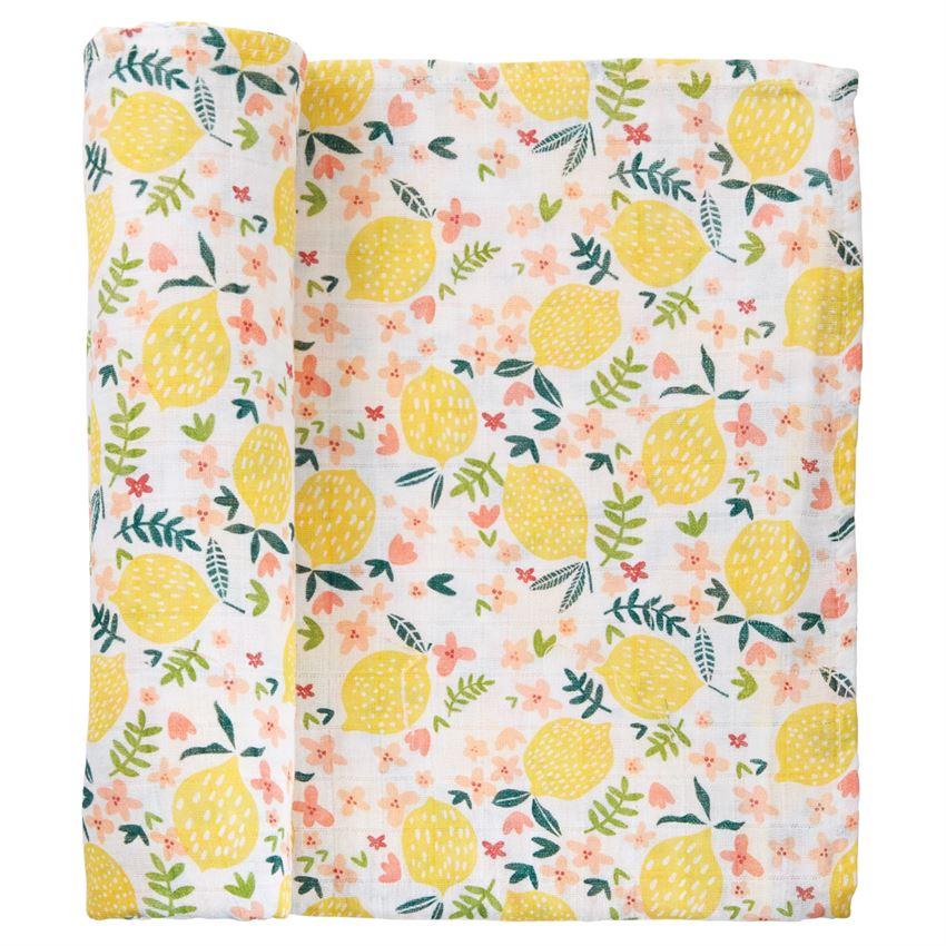 Lemon Floral Muslin Swaddle Blanket