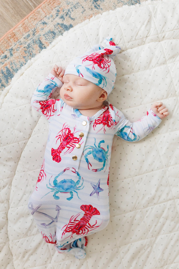 Lobster and Crab Newborn Knotted Gown