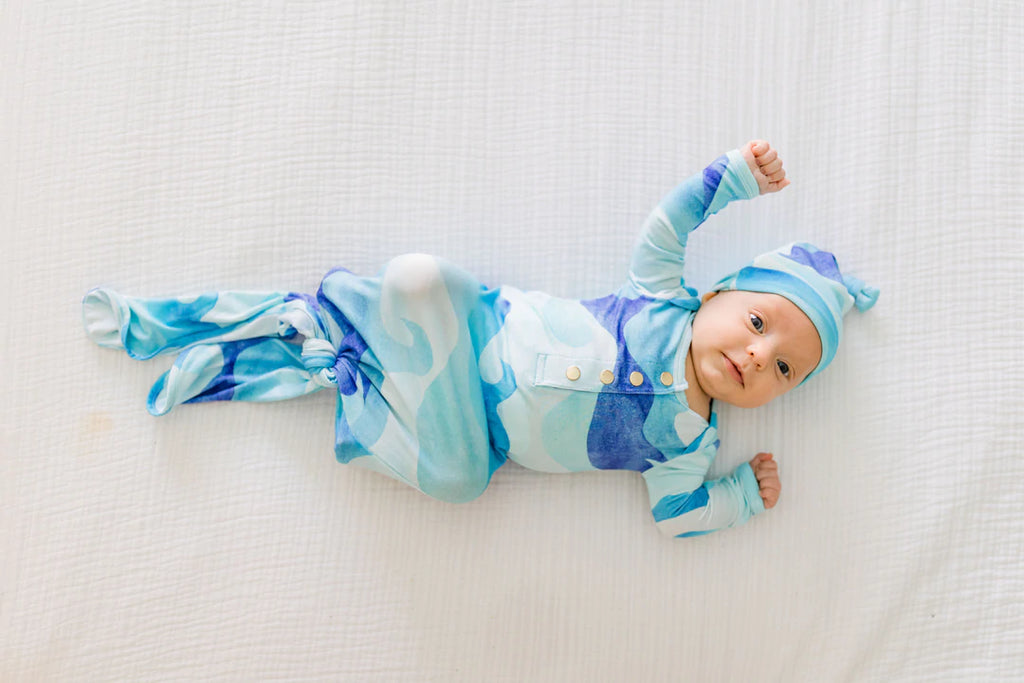 Florida Ocean Wave Newborn Knotted Gown