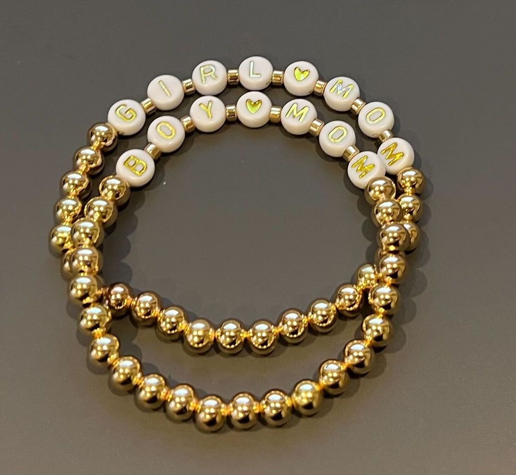Motek Name Bracelets - Gold & White Bead