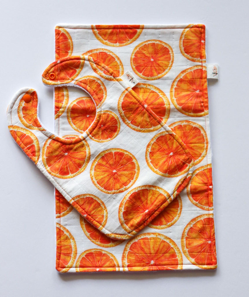 Oranges Bib & Burp Cloth Set